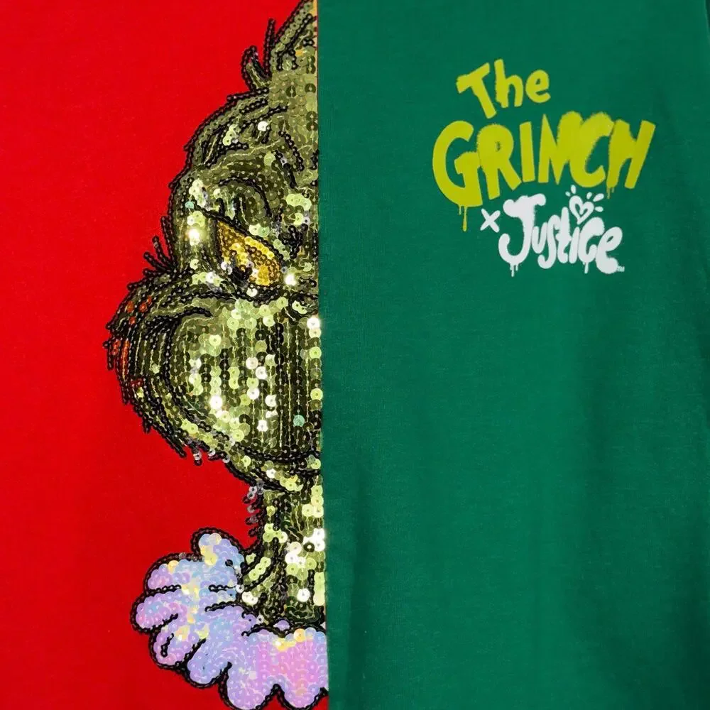The Grinch x Justice Girls Sequin Split Hoodie XL Plus